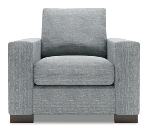 Fauteuil Track de Sofa Lab personnalisable de 38 po fabriqué au Canada en tissu d’apparence lin avec accoudoirs rectilignes - gris Luna Pewter