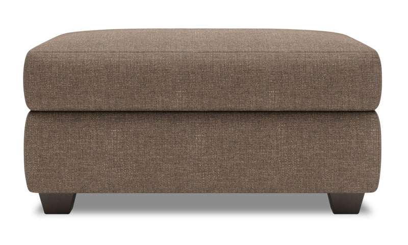 Pouf de rangement personnalisable The Trunk de Sofa Lab de 39 po fabriqué au Canada en tissu d’apparence lin - brun Luna Praline