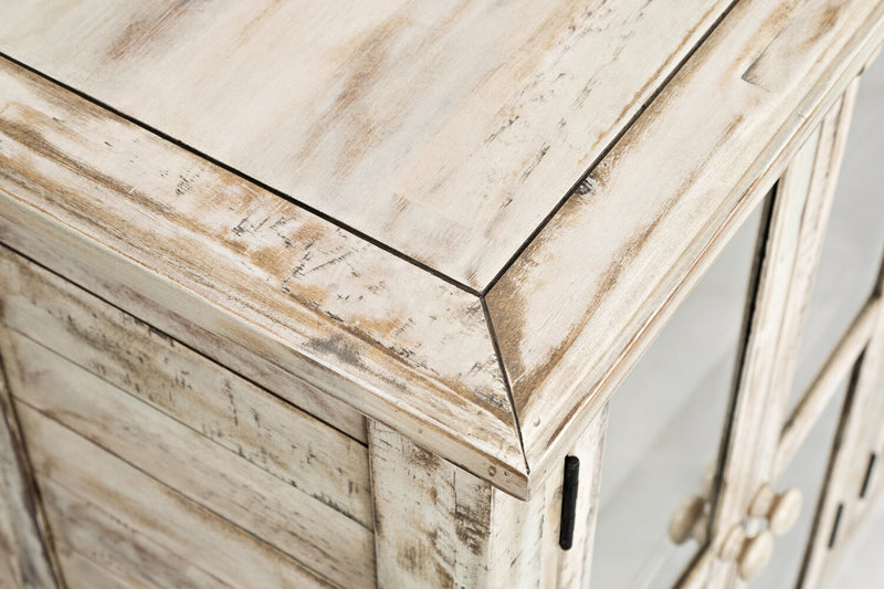 Grande armoire décorative Rocco de 70 po avec 6 portes - crème