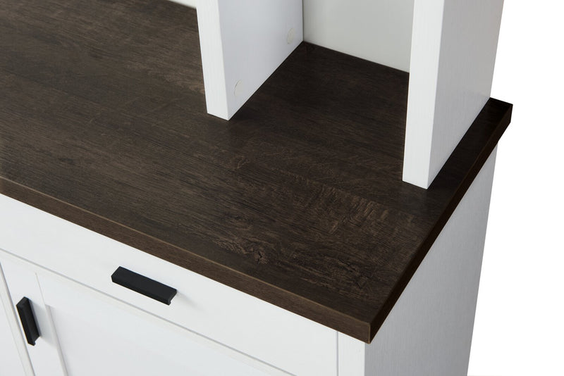 Meuble audio-vidéo mural Emry 3 pièces de 87.5 po avec rangement et système de gestion des câbles pour téléviseurs jusqu’à 90 po - blanc