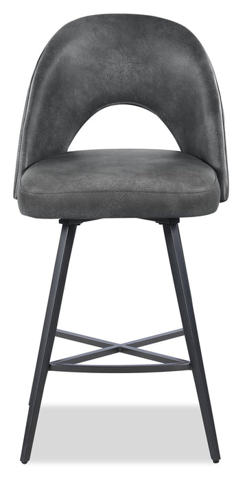 Tabouret Bay de Kort & Co. de hauteur comptoir en tissu de cuir végétalien et en métal avec siège pivotant - anthracite