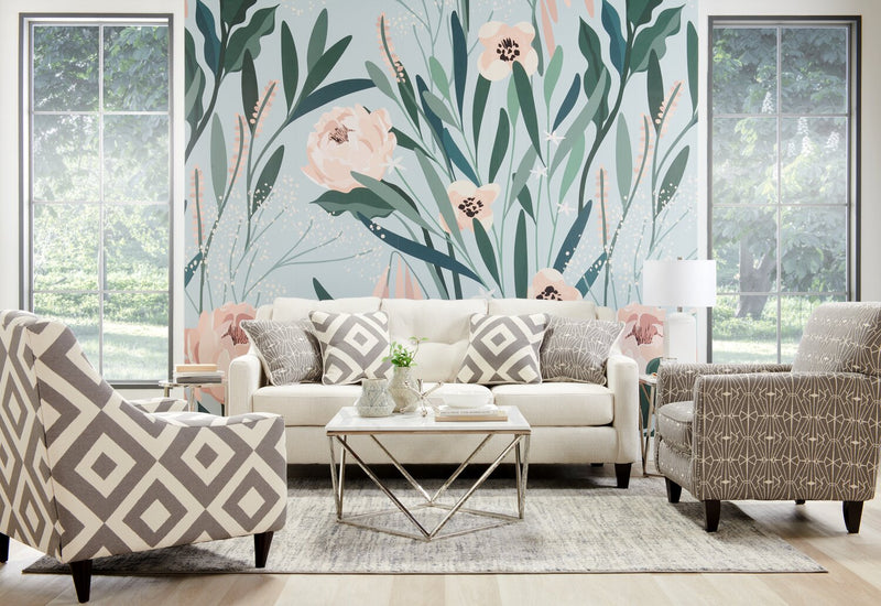 Fauteuil d’appoint Kylie de Cindy Crawford Home de 30 po fabriqué au Canada en tissu d’apparence lin - emblème anthracite