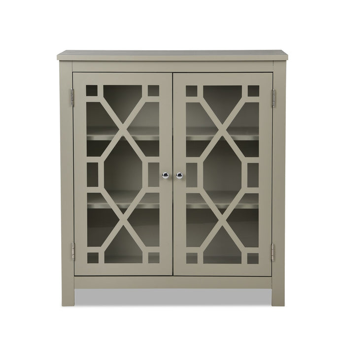 Armoire décorative Clary de 31,5 po avec portes en verre - grise