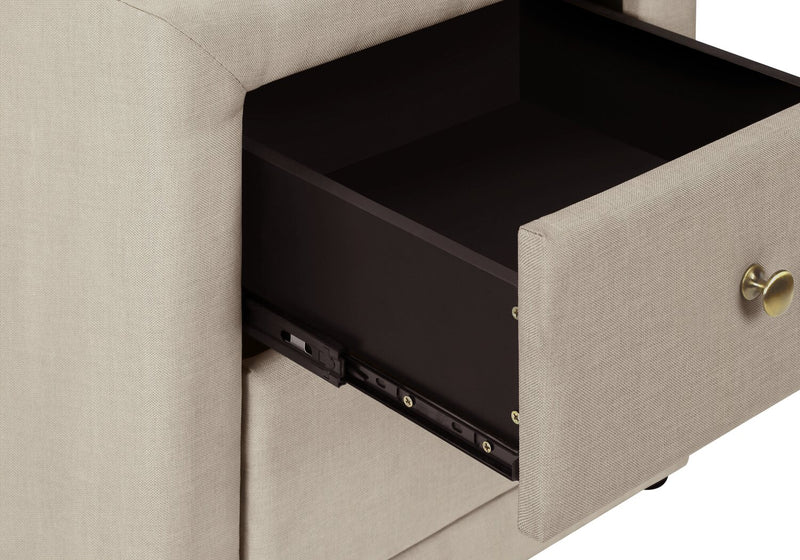 Table de nuit rembourrée Zara de 20,5 po (l) x 20,75 po (H) à 2 tiroirs - beige