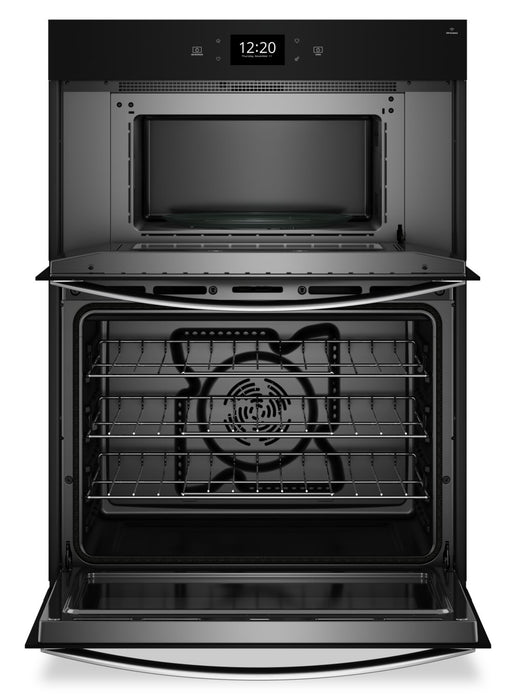 Four mural combiné électrique Whirlpool de 5 pi³ et de 30 po avec convection véritable - acier inoxydable noir avec fini PrintShieldMC - WOEC7030PV