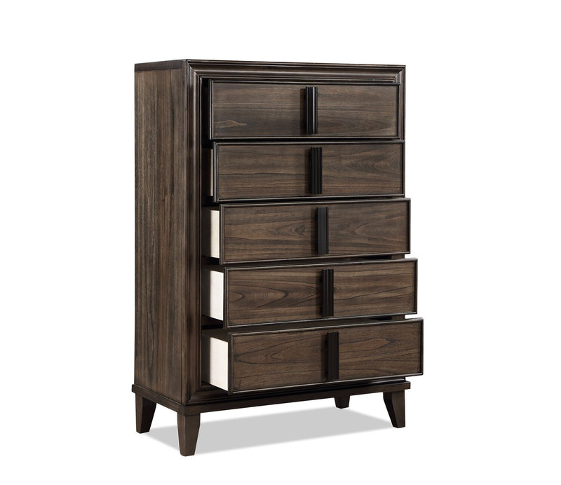 Commode verticale Kane de 35,4 po (L) x 53 po (H) à 5 tiroirs pour la chambre à coucher - brune