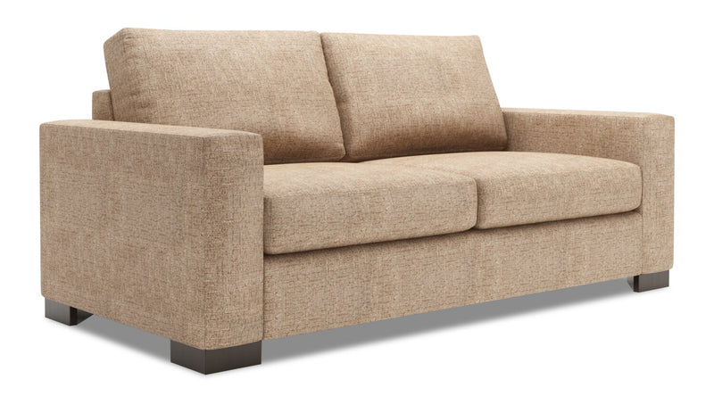 Sofa personnalisable Track de Sofa Lab de 75 po de format condo fabriqué au Canada en tissu de chenille avec accoudoirs rectilignes - taupe Luxury Taupe