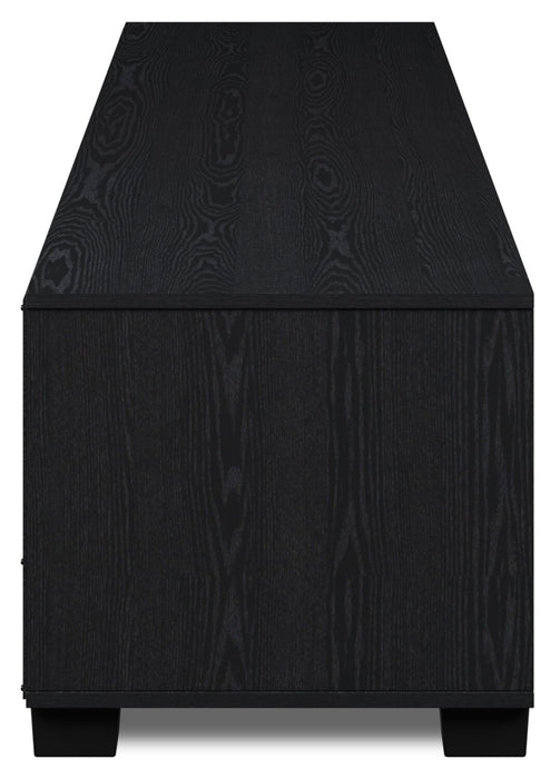 Meuble pour téléviseur moderne Augustus de 84 po avec rangement et système de gestion des câbles pour téléviseurs jusqu’à 90 po - noir