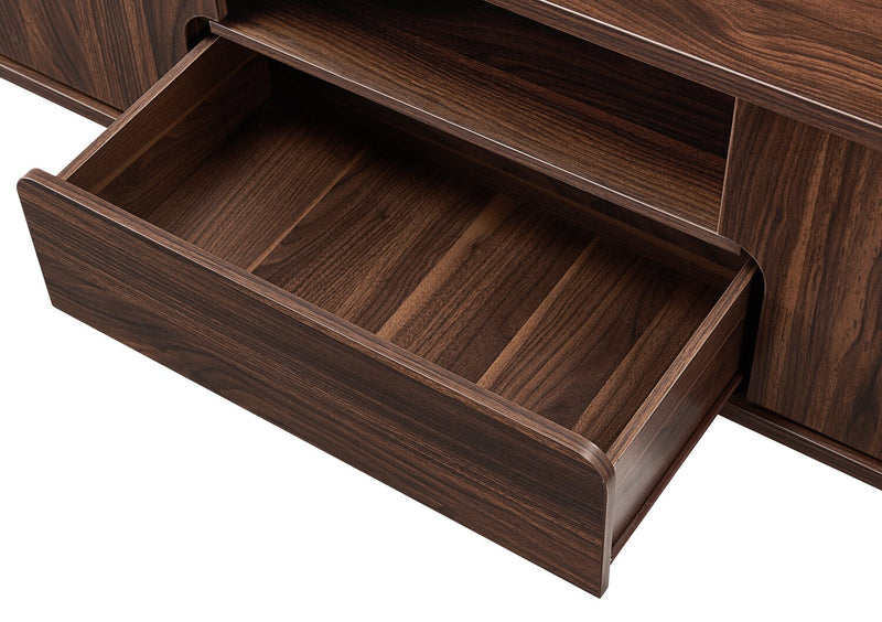 Meuble pour téléviseur Finn de 60 po avec rangement et système de gestion des câbles pour téléviseurs jusqu’à 65 po - noyer foncé