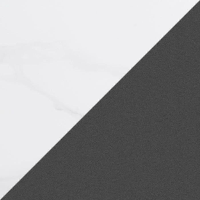 Table de bout ovale moderne Nico de Kort & Co. de 22 po - pierre frittée blanche avec pattes en métal gris foncé