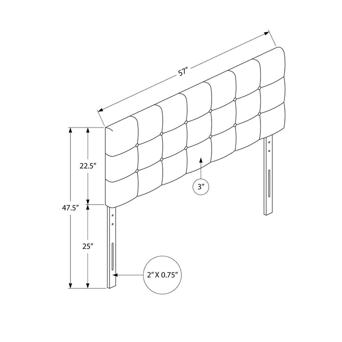 Tête de lit rembourrée Estel en tissu de cuir végétalien blanc avec capitonnage à boutons - format lit double