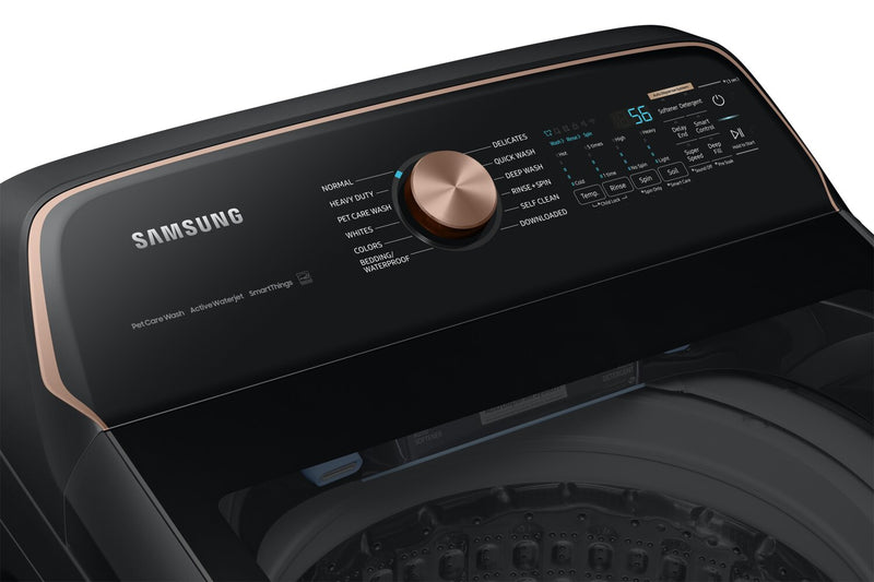 Laveuse haute efficacité Samsung à chargement par le haut de 6,2 pi³ - acier inoxydable noir - WA54CG7550AVA4