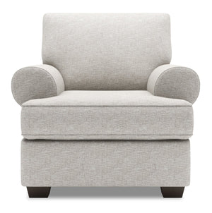 Fauteuil Roll de Sofa Lab personnalisable de 42 po fabriqué au Canada en tissu de chenille avec accoudoirs enroulés - argenté Luxury Silver