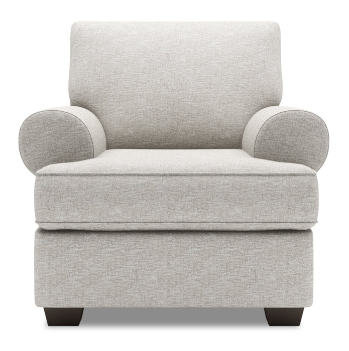 Fauteuil Roll de Sofa Lab personnalisable de 42 po fabriqué au Canada en tissu de chenille avec accoudoirs enroulés - argenté Luxury Silver