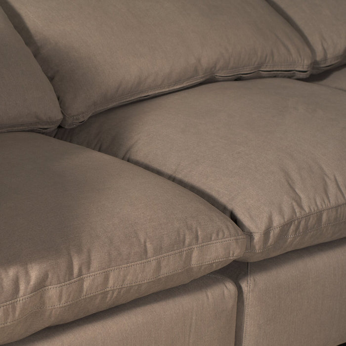 Causeuse modulaire Eclipse de 86 po en tissu d’apparence lin avec coussins réversibles en duvet et plumes - brun ardoise