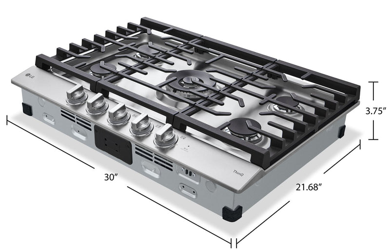 Surface de cuisson à gaz LG de 30 po à 5 éléments - acier inoxydable Smudge-ProofMD - CBGJ3027S