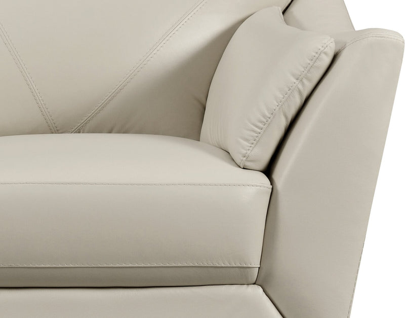 Sofa Lusso de Château d’Ax de 92 po en cuir véritable à 100 % avec pattes en bois - gris fumée