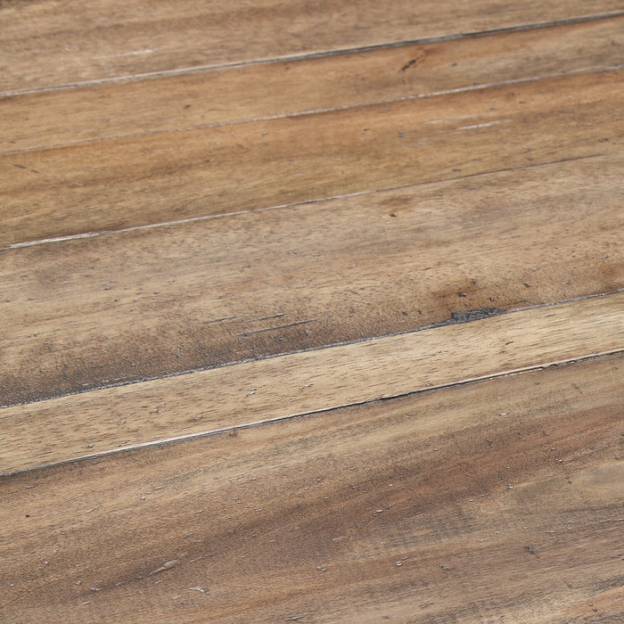 Table à café rustique Manchester de 54 po avec rangement - bois brun avec base en fer