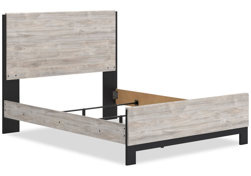 Lit à panneau Zen, gris clair - format grand lit