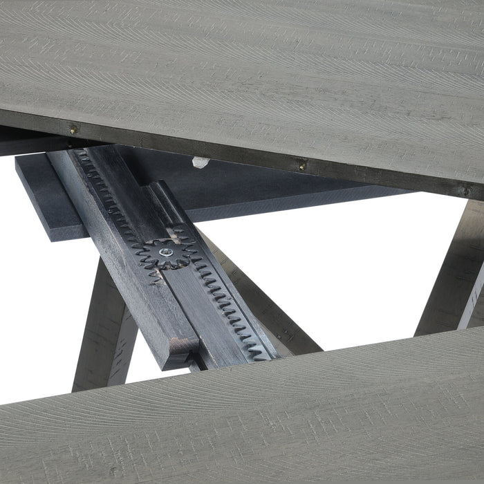 Table de salle à manger ronde Alto de 48 po à 66 po avec rallonge et base à tréteaux - grise