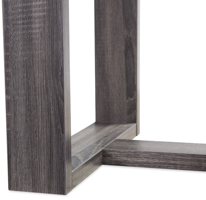 Table de bout moderne California de 22 po avec dessus en verre - gris vieilli 