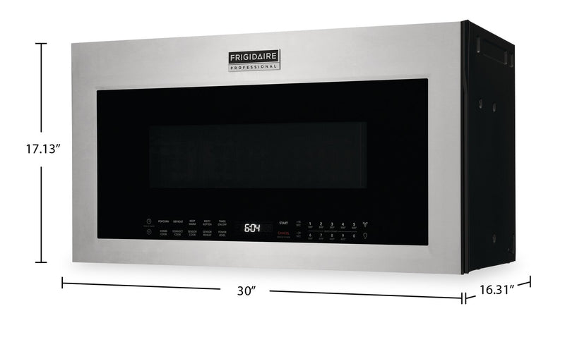 Four à micro-ondes à hotte intégrée Frigidaire Professional de 1,9 pi³ avec cuisson par convection et cuisson par capteur - acier inoxydable Smudge-ProofMD - PMOS198CAF