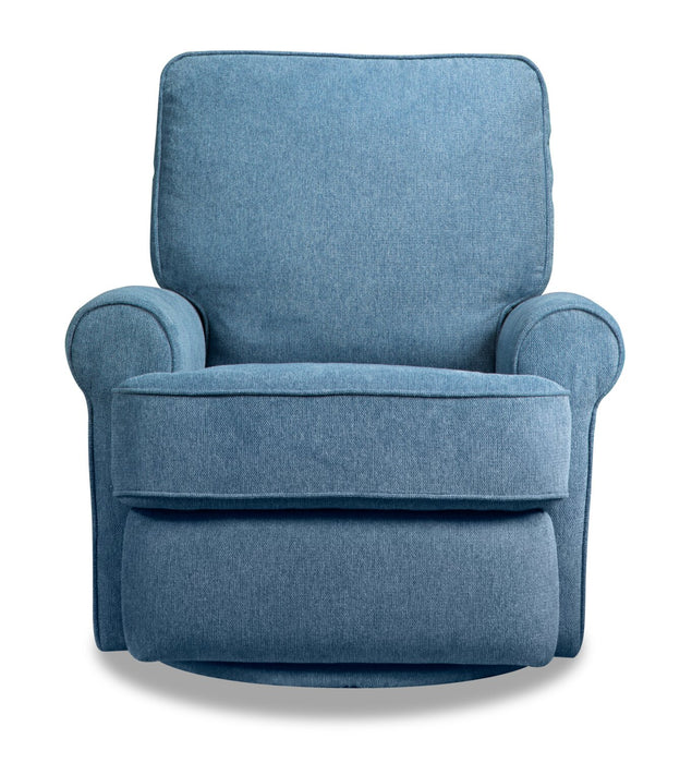 Fauteuil pivotant, coulissant et inclinable Bevin de 34,4 po en tissu de chenille - bleu
