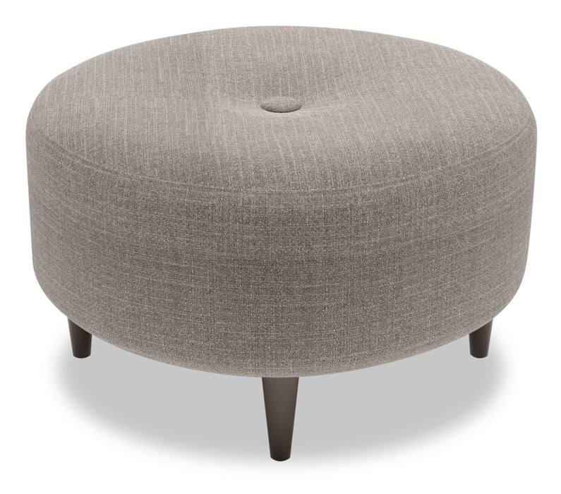 Pouf personnalisable The Curve de Sofa Lab de 31 po fabriqué au Canada en tissu d’apparence lin - gris Luna Smoke
