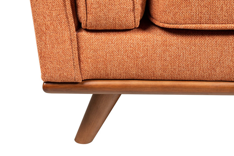 Causeuse Kassia de Kort & Co. de 65,4 po en tissu d’apparence lin avec base et pattes en bois - orange