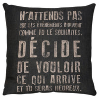 Coussin décoratif citation II - noir 