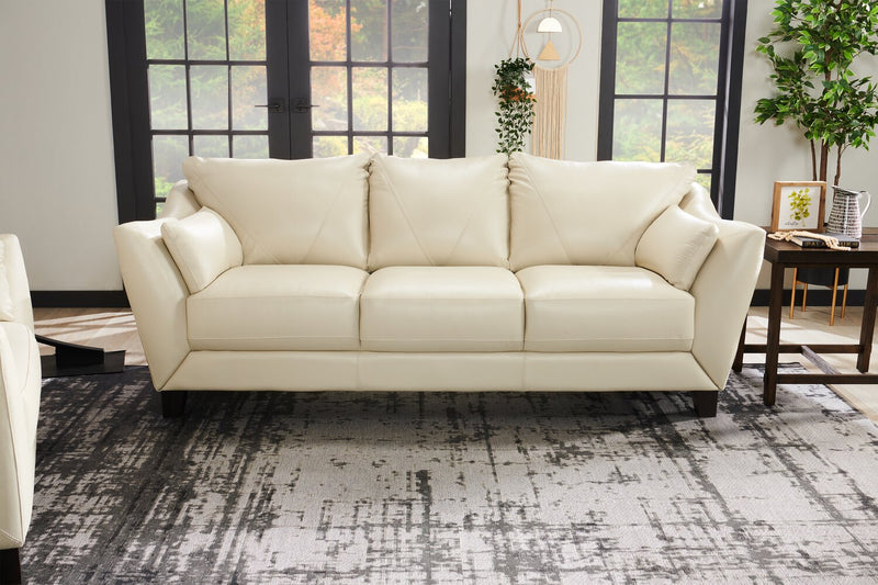 Sofa Lusso de Château d’Ax de 92 po en cuir véritable à 100 % avec pattes en bois - gris fumée