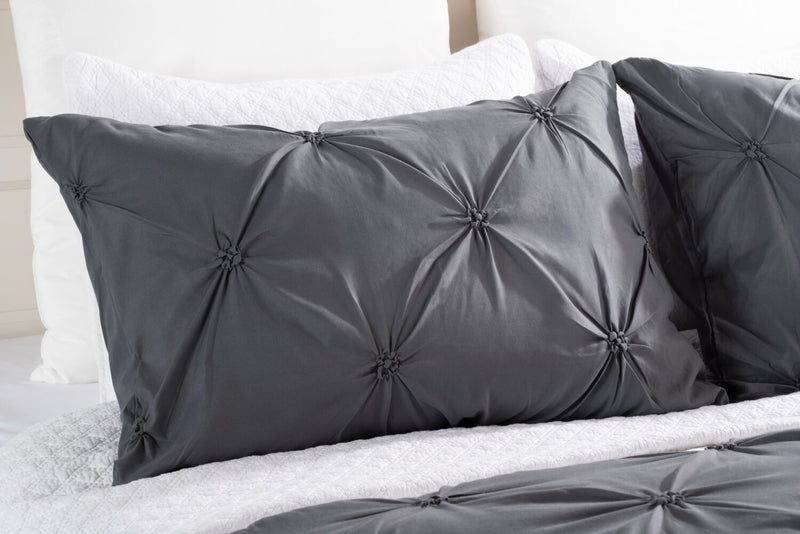 Ensemble d'édredon Brianna 3 pièces gris foncé pour lit double ou grand lit