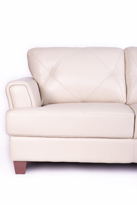 Causeuse Vita de Château d’Ax de 70 po en cuir 100 % véritable avec coutures à motif de diamant et pattes en bois - gris fumée