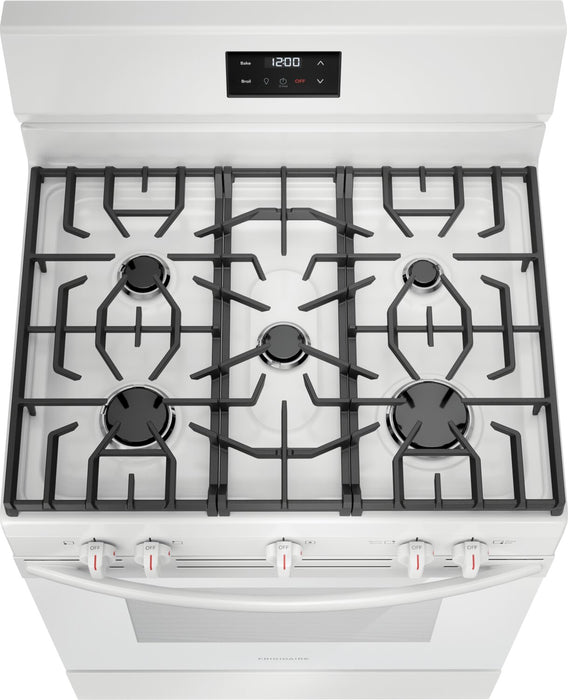 Cuisinière à gaz Frigidaire de 5,1 pi³ avec ébullition rapide et surface de cuisson à 5 brûleurs - blanche - FCRG3052BW