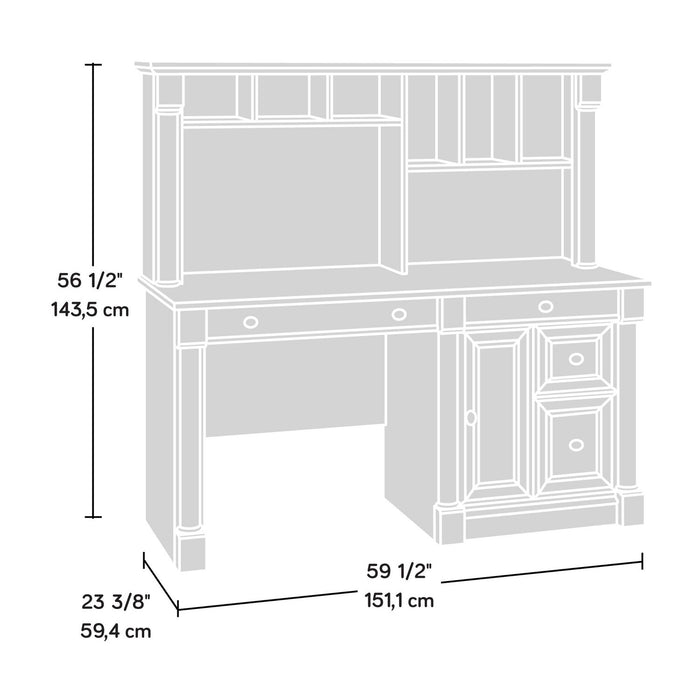 Bureau Palladia de 59,49 po avec crédence et rangement - cerisier raffiné 