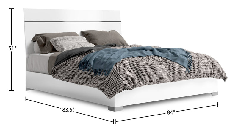 Lit à panneaux Raia - fabriqué en Italie, moderne, blanc - format très grand lit