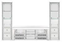Meuble audio-vidéo somptueux Oakley 3 pièces de 98.5 po avec rangement et système de gestion des câbles pour téléviseurs jusqu’à 65 po - argenté