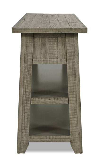 Table de salon rustique Colson de 50 po avec rangement et tablette - bois de grève 