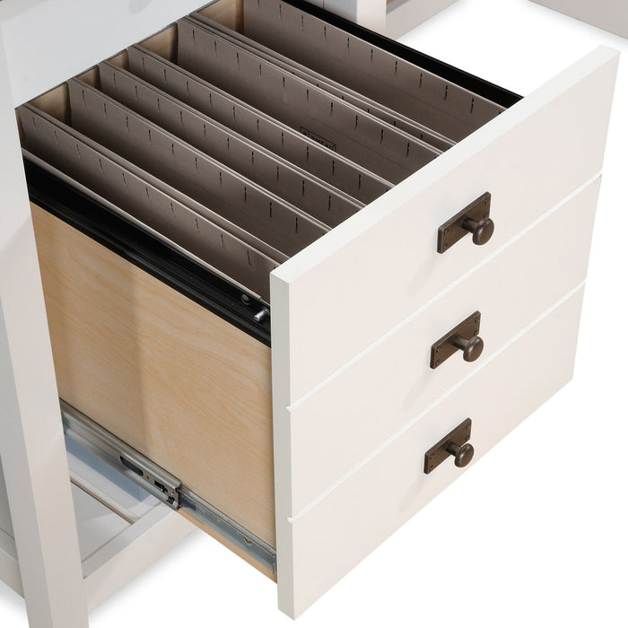 Bureau en forme de L Joana de 65,12 po - blanc doux 