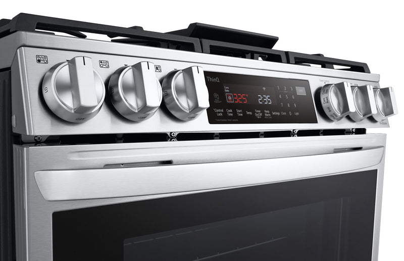 Cuisinière intelligente à gaz LG de 6,3 pi³ avec hublot InstaViewMD et convection ProBake ConvectionMD - acier inoxydable Smudge-ProofMD - LSGL6335F