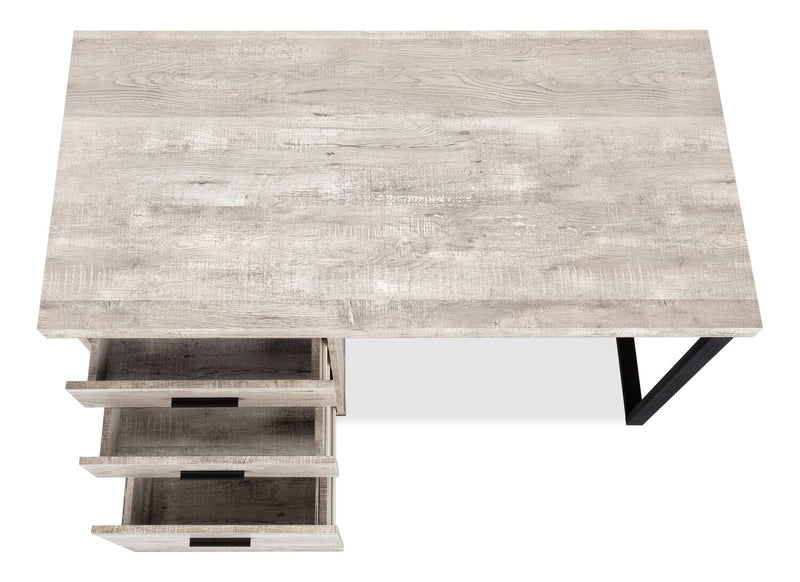 Bureau réversible Clayton de 47,25 po à 3 tiroirs - taupe clair