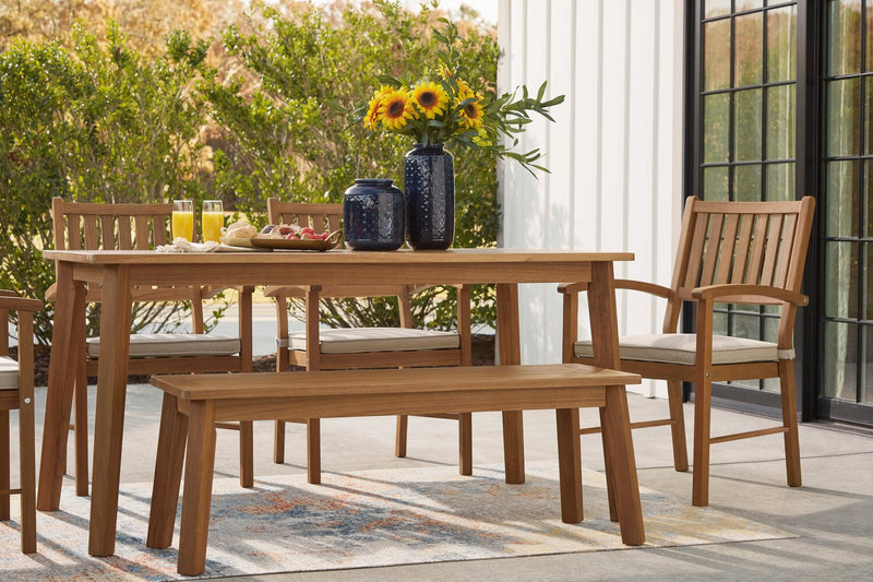Banc Bern pour la terrasse à l’extérieur - 46 po (L), acacia et fini en polyuréthanne - naturel
