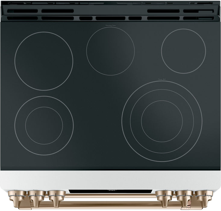 Cuisinière intelligente électrique Café de 7 pi³ avec convection européenne véritable et grilles autonettoyantes - blanc mat - CCES750P4MW2