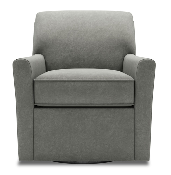 Fauteuil d’appoint pivotant Sofa Lab personnalisable de 31 po fabriqué au Canada en tissu de velours - gris Platinum Grey