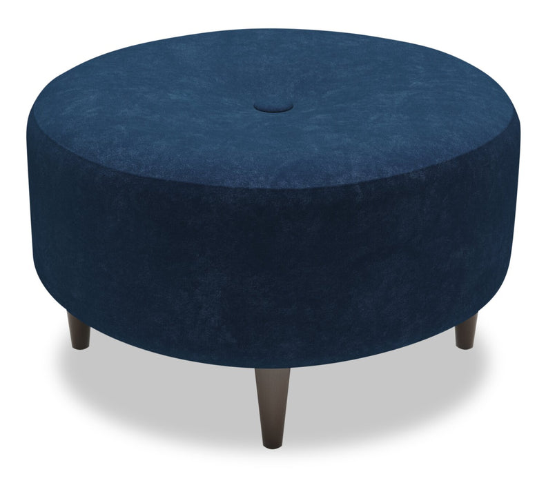 Pouf personnalisable The Curve de Sofa Lab de 31 po fabriqué au Canada en tissu de velours - bleu Royal Blue
