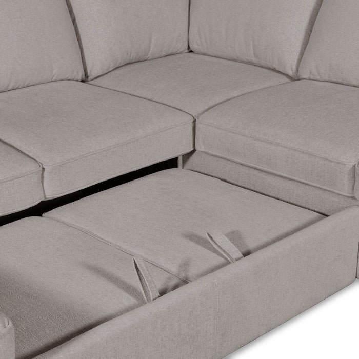 Sofa-lit sectionnel de gauche Haven de Scott Living 3 pièces en tissu de chenille avec fauteuil long de rangement - gris