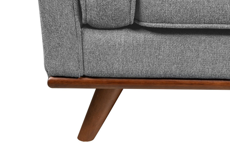 Fauteuil Kassia de Kort & Co. de 40,9 po en tissu d’apparence lin avec base et pattes en bois - gris