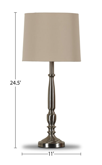 Lampe de table Samson traditionnelle de 24,5 po nickel brossé