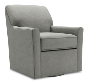 Fauteuil d’appoint pivotant Sofa Lab personnalisable de 31 po fabriqué au Canada en tissu de velours - gris Platinum Grey