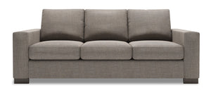 Sofa personnalisable Track de Sofa Lab de 85 po fabriqué au Canada en tissu d’apparence lin avec accoudoirs rectilignes - gris Luna Smoke